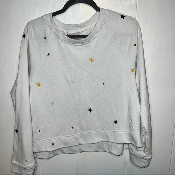 Lou and Gray by Loft White Sweater with Start Detailing Size M - Picture 1 of 9